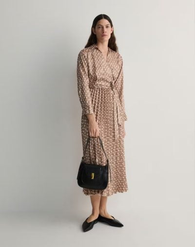 Midi-jurk-plooien-beige