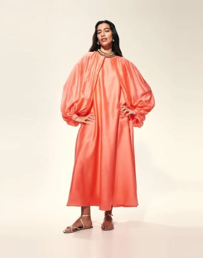 Volumineuze-maxi-jurk-coral