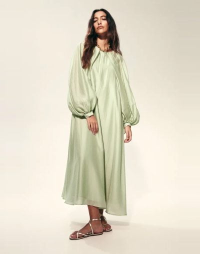 Volumineuze-maxi-jurk-mintgroen
